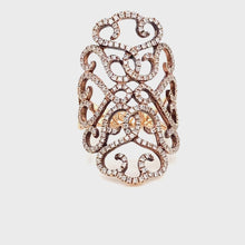 14k Rose Gold Diamond Lace Ring 360 view