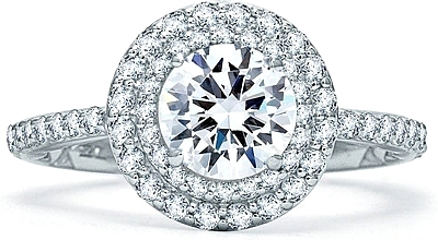A.Jaffe Double Halo Diamond Engagement Ring