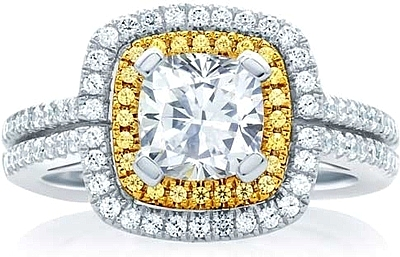 A.Jaffe Double Halo Diamond Engagement Ring