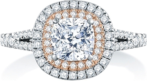 A.Jaffe Double Halo Split Shank Diamond Engagement Ring
