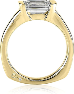 A.Jaffe Half Bezel East West Emerald Cut Diamond Engagement Ring