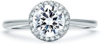 A.Jaffe Pave Halo Diamond Engagement Ring