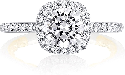 A.Jaffe Pave Halo Diamond Engagement Ring