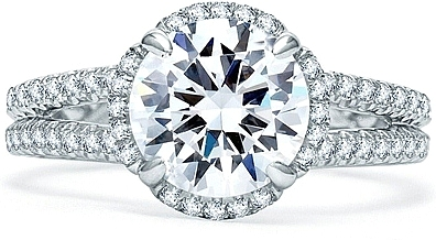 A.Jaffe Split Shank Pave Diamond Engagement Ring
