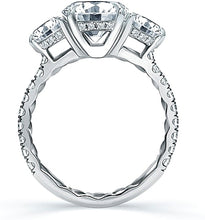 A.Jaffe Three Stone Pave Diamond Engagement Ring