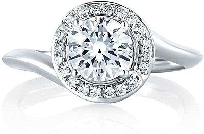 A.Jaffe Twist Pave Halo Diamond Engagement Ring