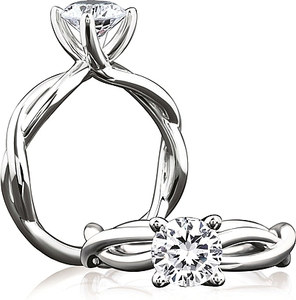 This diamond engagement ring features a twist shank with no diamond...