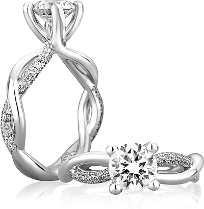 A.Jaffe Twist Shank Diamond Engagement Ring