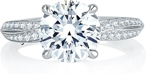 This diamond engagement ring by A.Jaffe features pave set round bri...