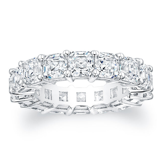 Eternity Ring with Prong Set Asscher Cut Diamonds in 18k White Gold