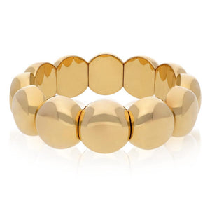 This bracelet features ceramic beads with an 18k yellow gold finish...