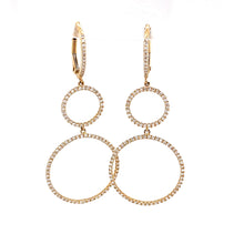 14k Yellow Gold Diamond Circle Earrings