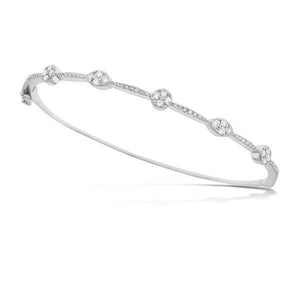 Diamond Marquise and Round Hinged Bangle in 14k White Gold with 62 ...