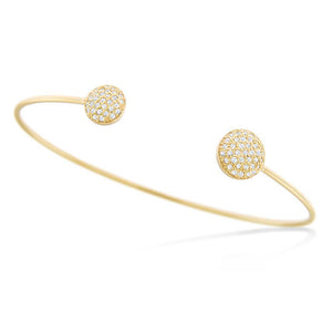 14K Diamond Disc Bangle. Available in yellow, white and rose gold.