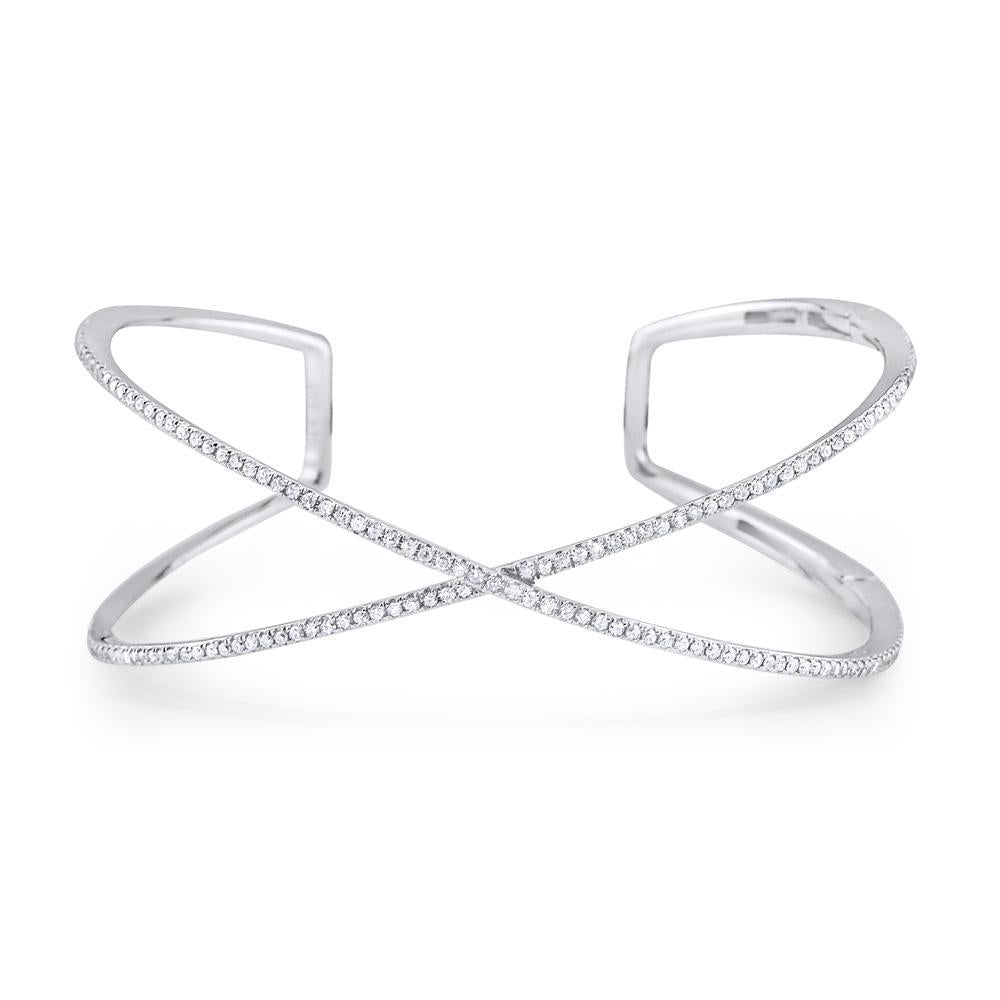 14K Gold and Diamond X Cuff, Small. Available in yellow, white and ...