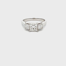 1.40ct Three Stone Princess Cut 18k White Gold Diamond Engagement Ring