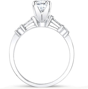 Baguette & Round Brilliant Cut Diamond Engagement Ring