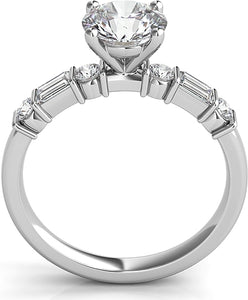 Baguette & Round Diamond Engagement Ring