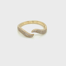 14k Yellow Gold Diamond Wave Ring