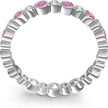 Bezel Set Round Pink Sapphire & Diamond Eternity Ring