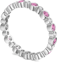 Bezel Set Round Pink Sapphire & Diamond Eternity Ring