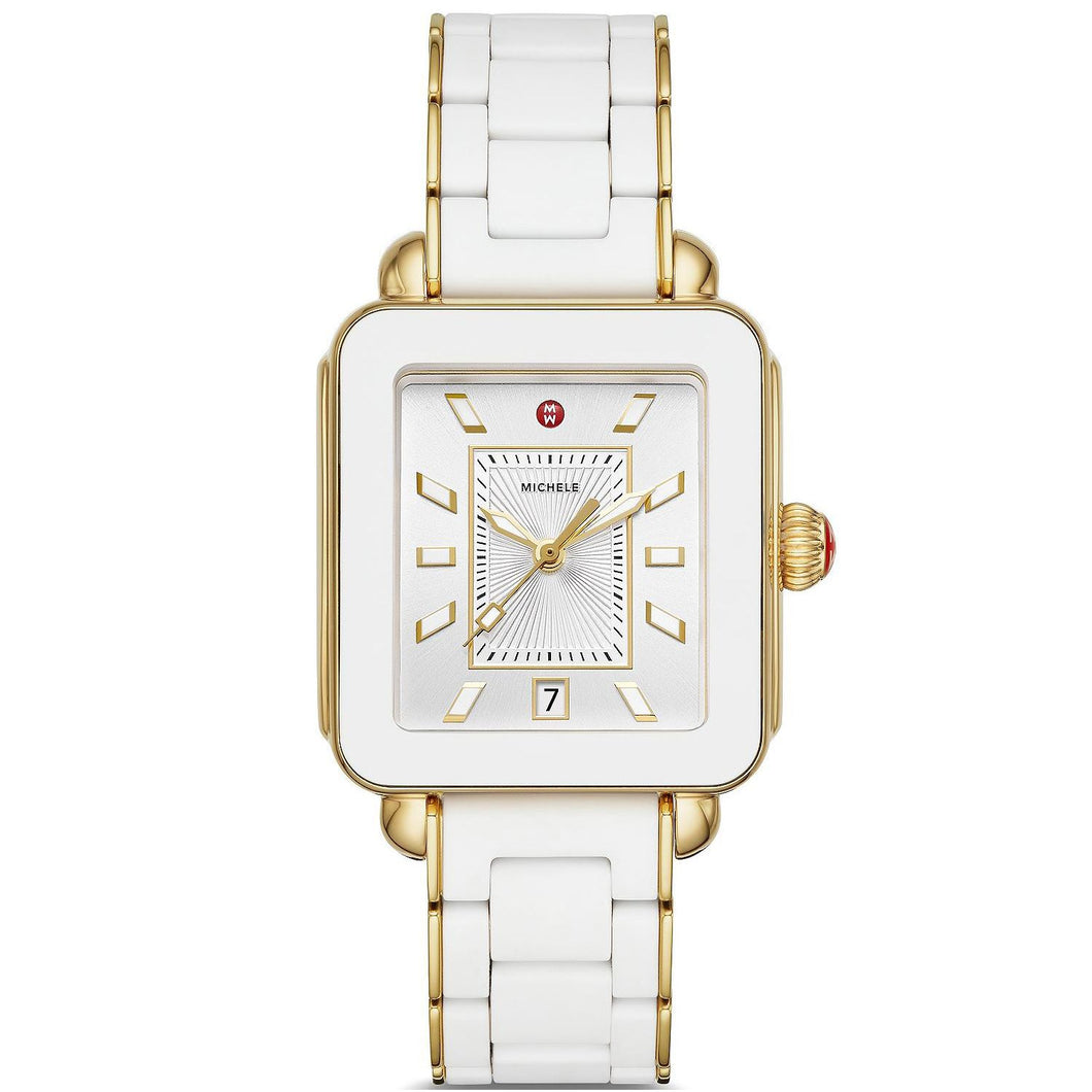 Michele Deco Sport Gold White Wrapped Silicone Watch