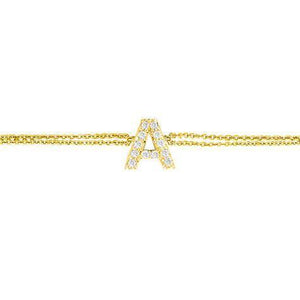 This bracelet features a diamond initial on a double cable chain.