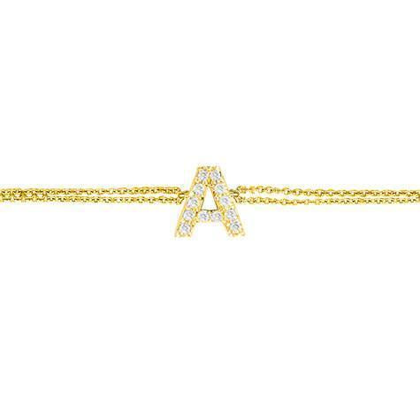 This bracelet features a diamond initial on a double cable chain.