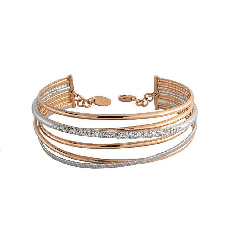 This rose gold cuff features .35cts of round brilliant cut diamonds.