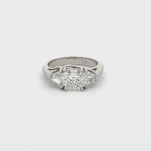 2.48ct Three Stone Radiant Cut Platinum Diamond Engagement Ring