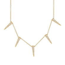 This spike necklace features pave set round brilliant cut diamonds ...