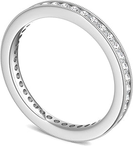 Channel Set Milgrain Round Brilliant Diamond Eternity Ring .50ct tw