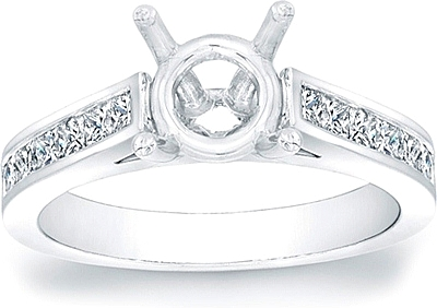 SCS1105 Channel Set Princess Cut Cathedral Engagement Ring .65c