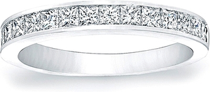 This beautiful wedding band features channel-set princess cut diamo...