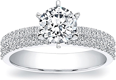 Triple row diamond engagement ring Clearance