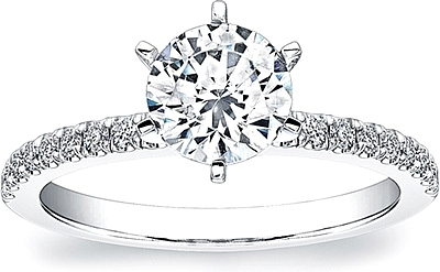 Six prong pave engagement ring shop