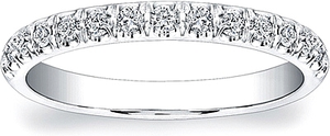 This wedding band by Coast Diamond features a single row of pave se...