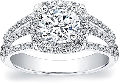 Triple shank halo engagement ring deals
