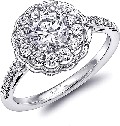 Coast Floral Halo Diamond Engagement Ring