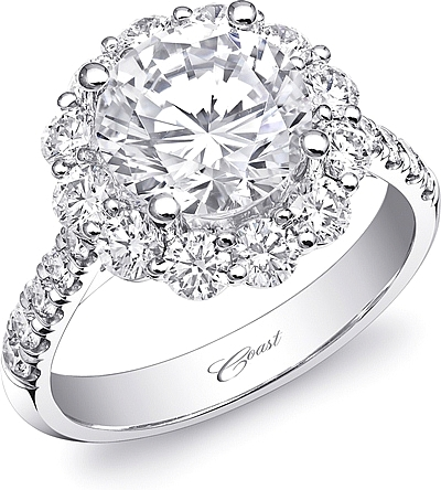 Coast Prong Set Halo Diamond Engagement Ring