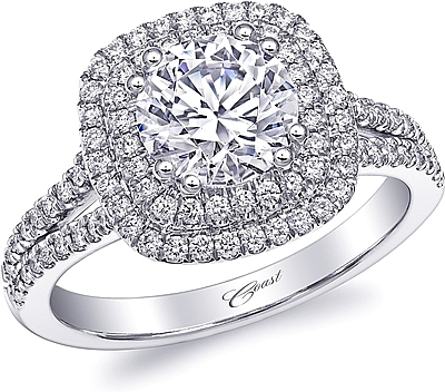 Emerald Cut Double Halo Diamond Ring .67 Cttw 384A