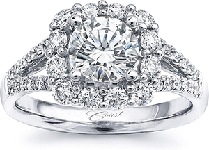 Coast Split Shank Halo Diamond Engagement Ring