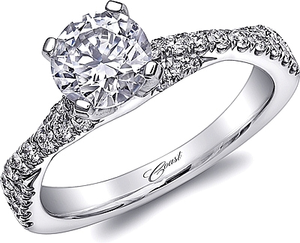 Coast Twist Shank Halo Diamond Engagement Ring