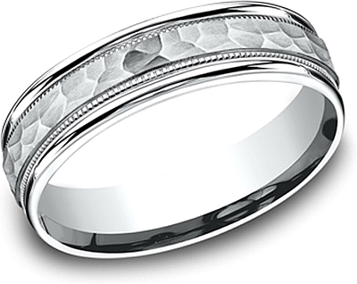 Comfort Fit Hammered Finish Wedding Band-6mm