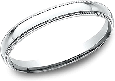 2mm comfort fit wedding band with milgrain.