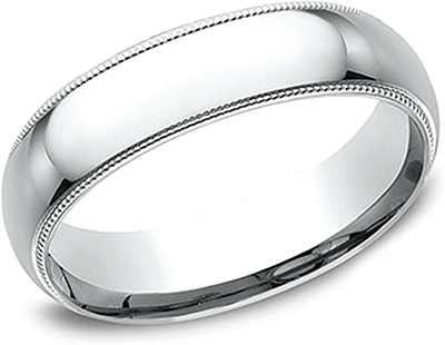 Comfort Fit High Polished Milgrain Wedding Band- 6mm