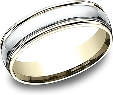 Comfort Fit Two-Tone Wedding Band- 6mm