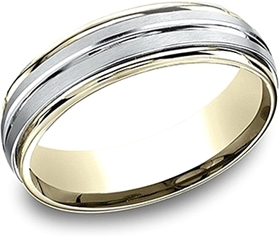 Comfort Fit Two-Tone Wedding Band- 6mm