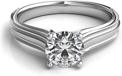 Contoure Engraved Diamond Solitaire Engagement Ring