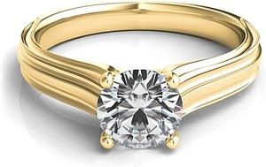Contoure Engraved Diamond Solitaire Engagement Ring
